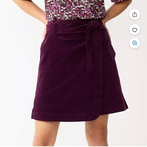 Draper James Women's Plum Tie Front Corduroy Mini Skirt - XXL